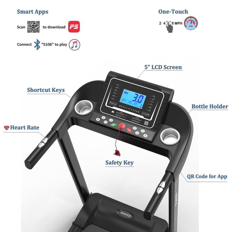 Folding Motorized Treadmill with Manual Incline,MP3 and 5" LCD Display
