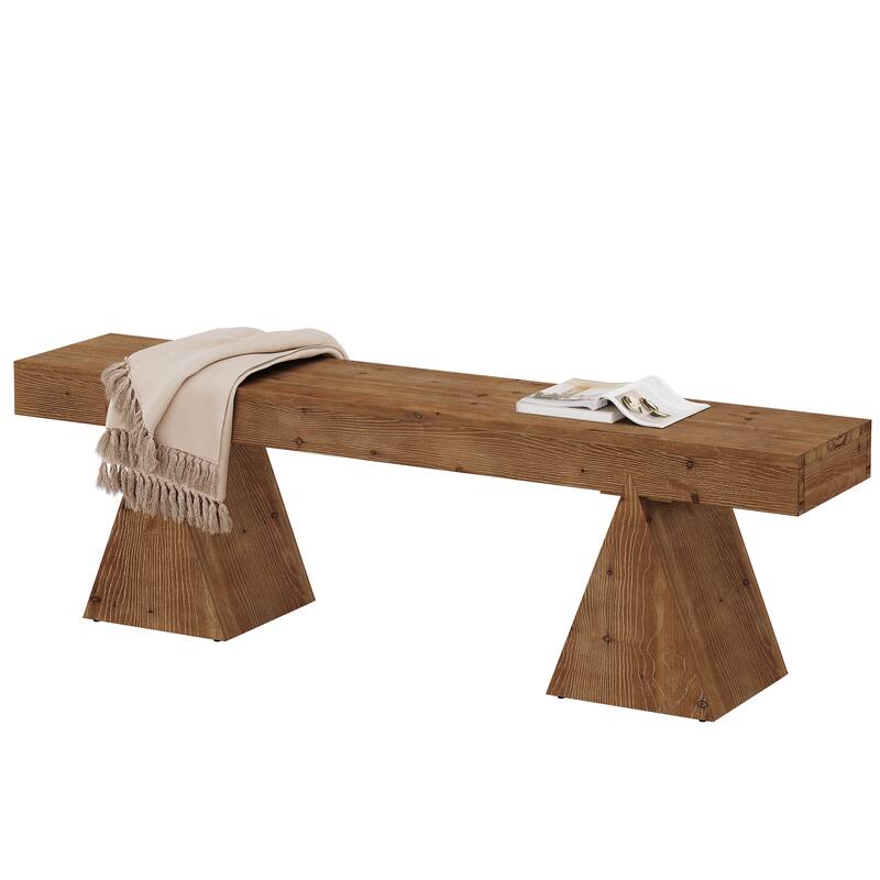 63" Solid Wood Bench, End of Bed Bench, Farmhouse Entryway Benches for Bedroom, Hallway, Kitchen