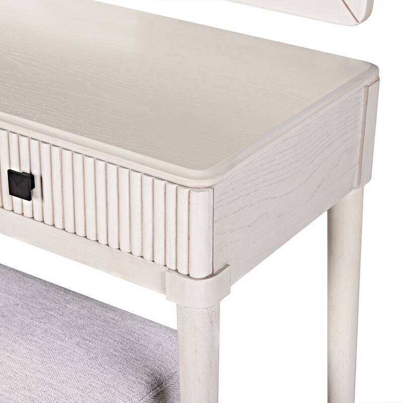 Vanity Desk with Mirror and Stool