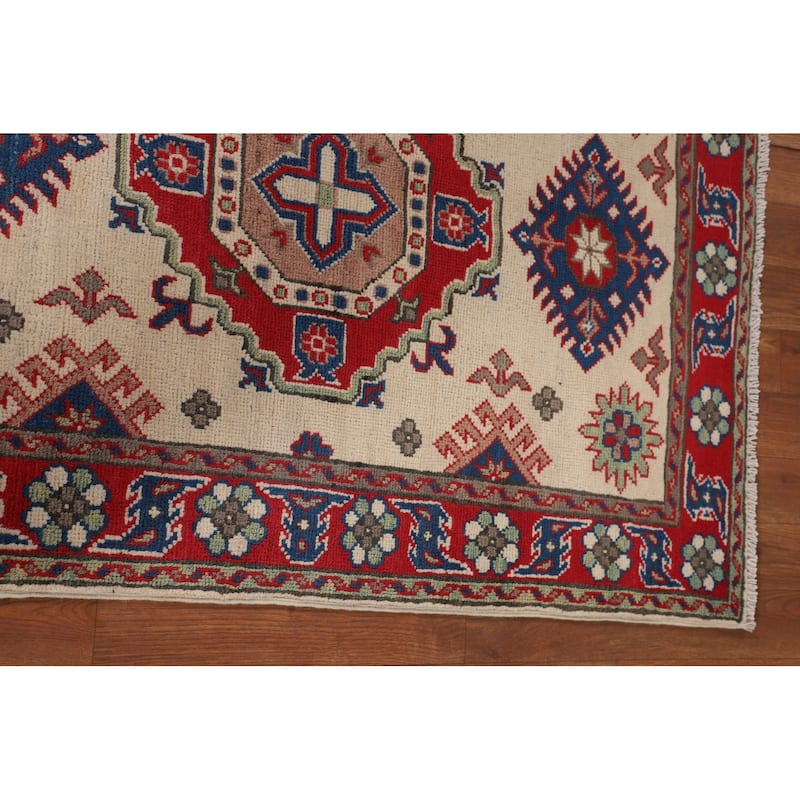 Traditional Red Kazak Foyer Rug Hand-Knotted Wool Carpet - 2'10" x 3'11"
