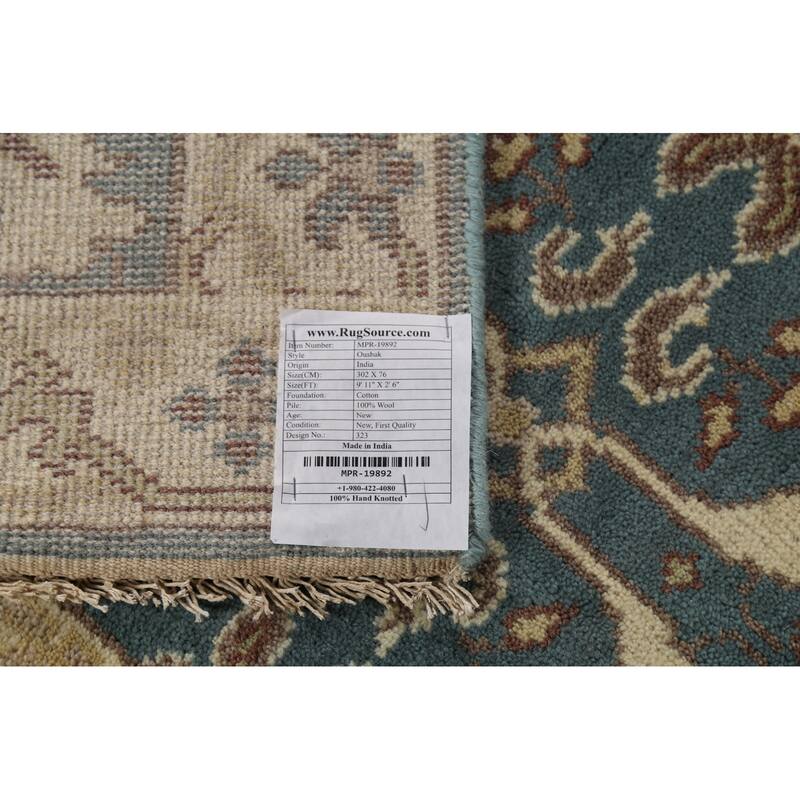 Transitional Oushak Indian Runner Rug Handmade Wool Carpet - 2'6"x 9'11"