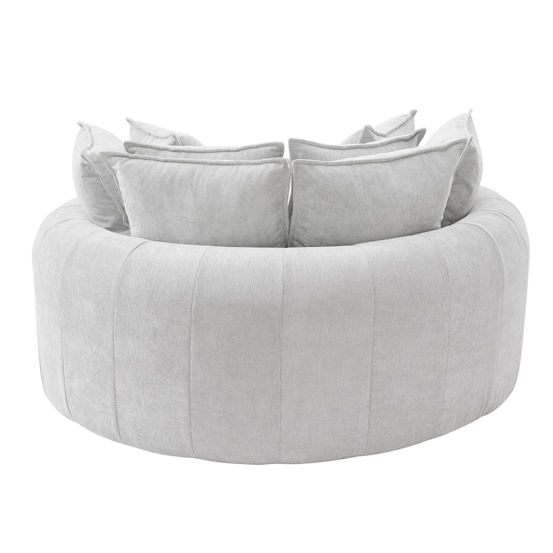 Oversized Round Accent Chair Lounge Chaise, Chenille Upholstered Boneless Sofa Bed, Deep Seat Sleeper Couch Reading Armchair