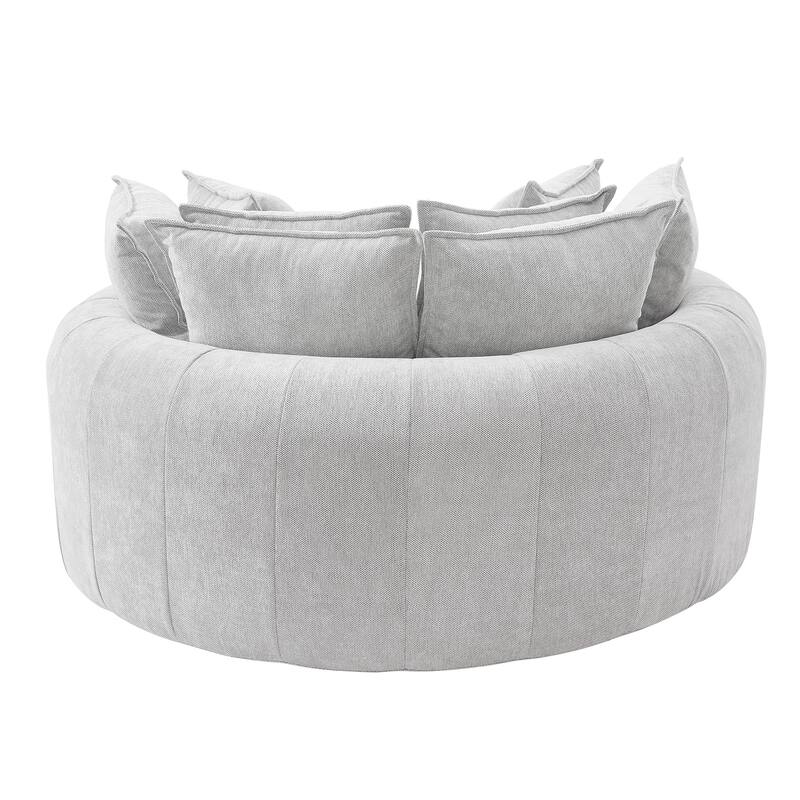 Roomfitters Oversized Round Chaise Sofa 59.8" Upholstered Loveseat with 8 Pillows, Accent Chair for Living Room