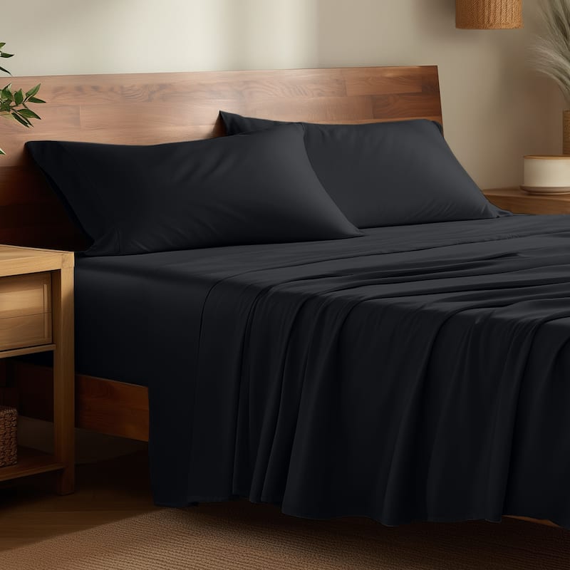 Bare Home Rayon from Bamboo Sheet Set - Deep Pocket - Breathable - Full - Black