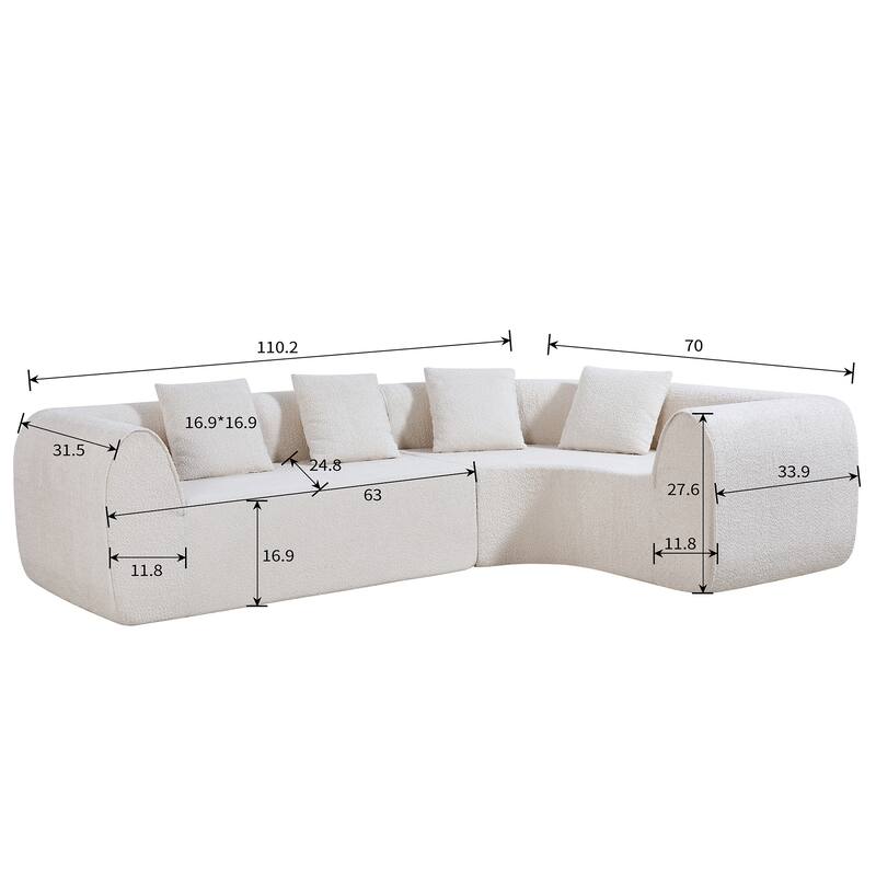 Christopher Knight Home - Curved Modular 110" Upholstered Sectional Sofa