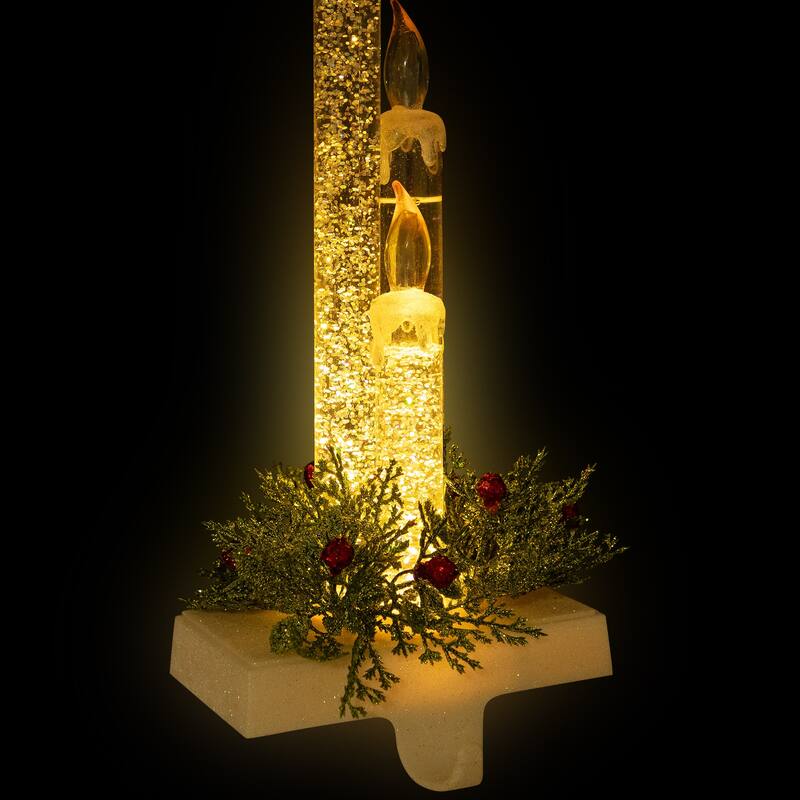 9" Battery Operated LED Lighted Candle Christmas Stocking Holder