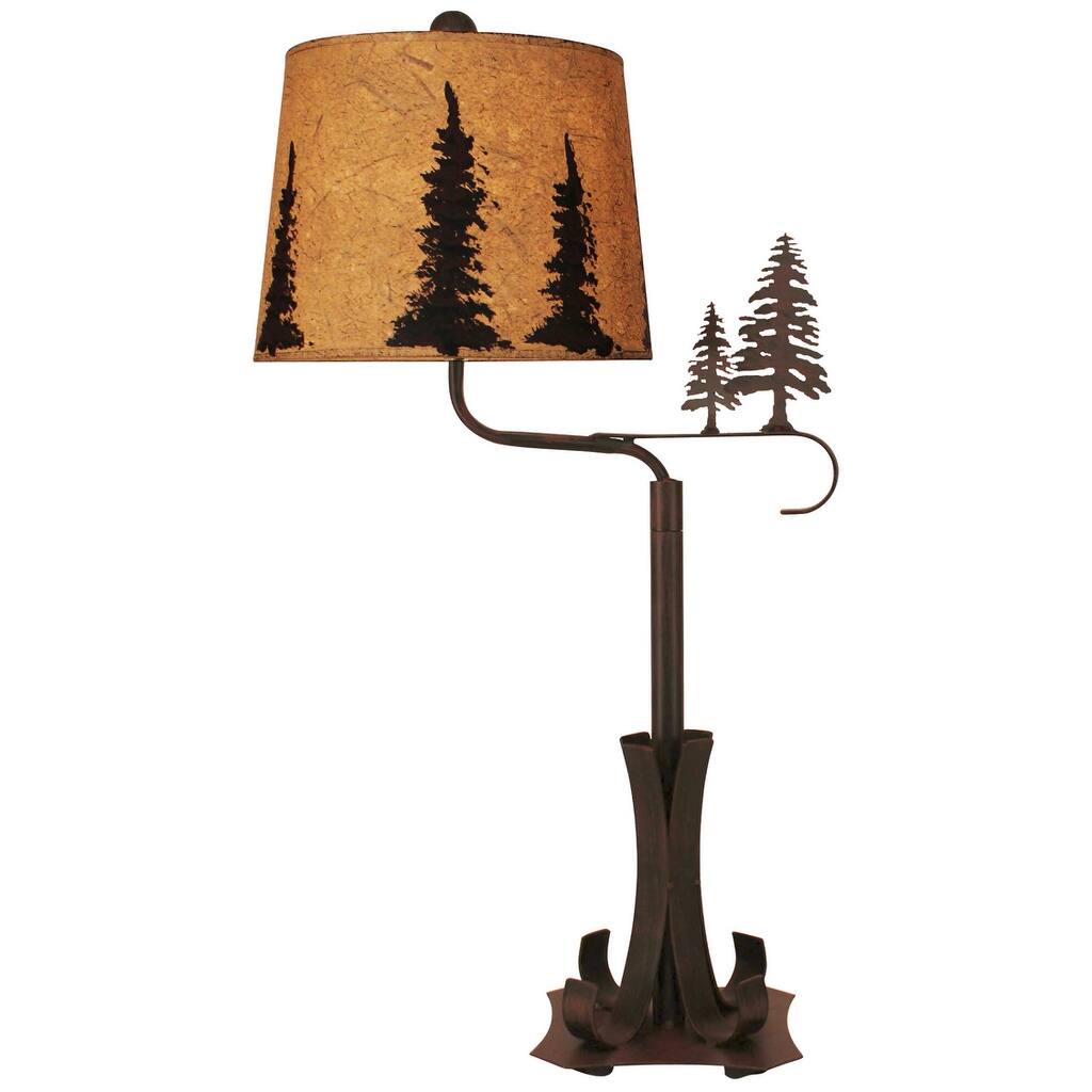 DISCONTINUED - Rustic Iron Swing Arm Table Lamp