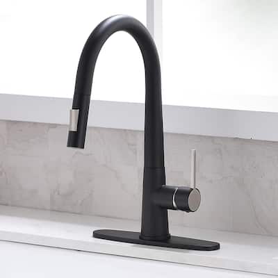 Black Touchless Kitchen Faucet With Deck Plate