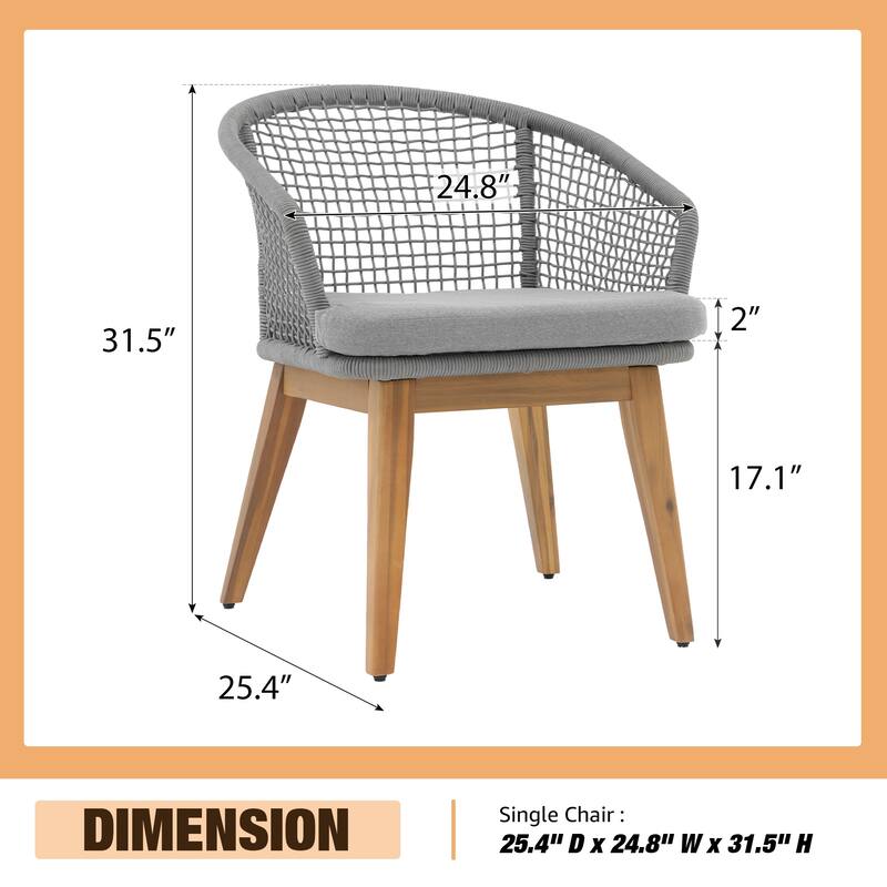 7 - Piece Outdoor Wood & Woven Rope Dining Set
