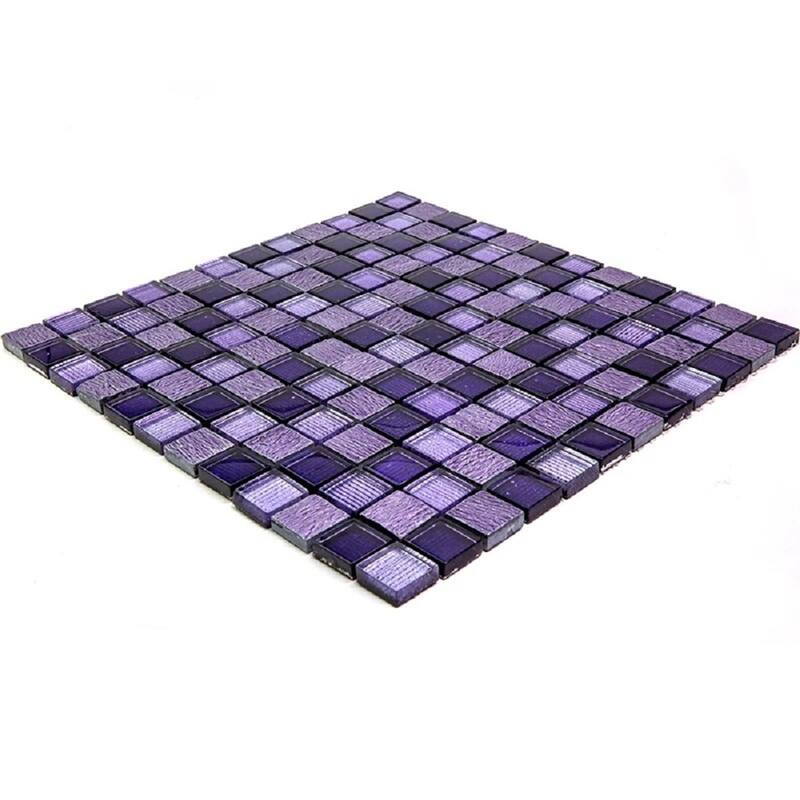 Apollo tile 12" x 12" Phoenix Polished Foiled Purple Glass Resin Stone Tile (4.83 sq ft/case) - 5 Pack