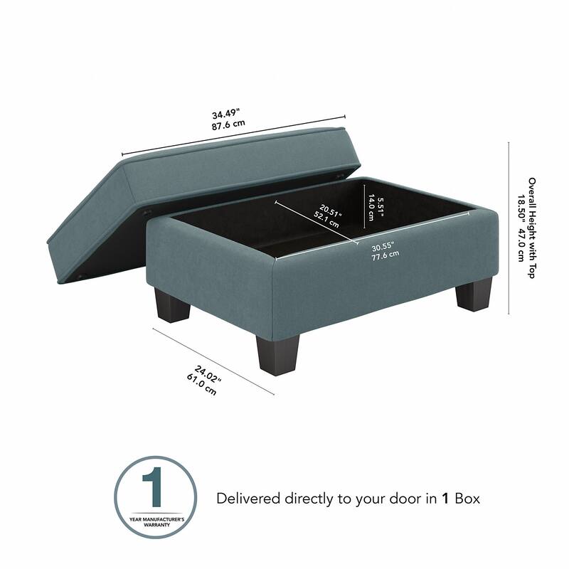 Bush Furniture Stockton Large Upholstered Storage Ottoman