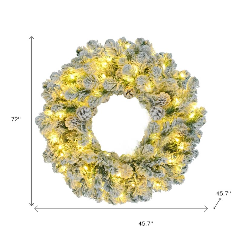 HomeRoots Three Piece Pre Lit Extra Full Frosted Pine Christmas Tree With Garland And Wreath Set