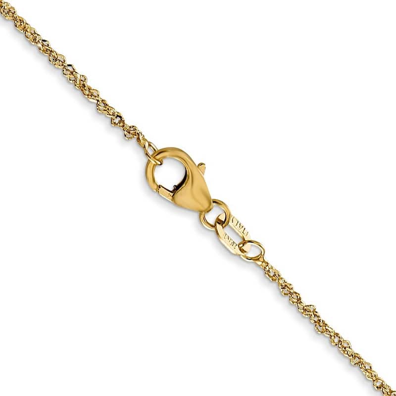 Curata Italian Solid 18k Yellow Gold 1.1mm D/C Singapore Chain Necklace Options: 16 18 20