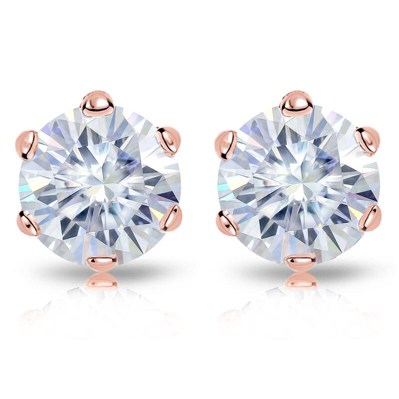 Auriya 14k Gold 3 1/2ctw Round Moissanite Stud Earrings - 7.8 mm