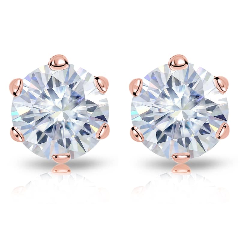 Auriya 14k Gold 3ctw Round Moissanite Stud Earrings - 7.4 mm