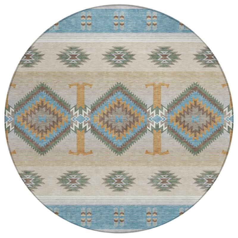 Machine Washable Indoor/ Outdoor Global Chennai Chantille Rug