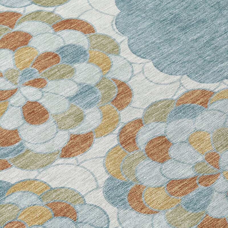 Machine Washable Indoor/ Outdoor Mosaic Cluster Chantille Rug