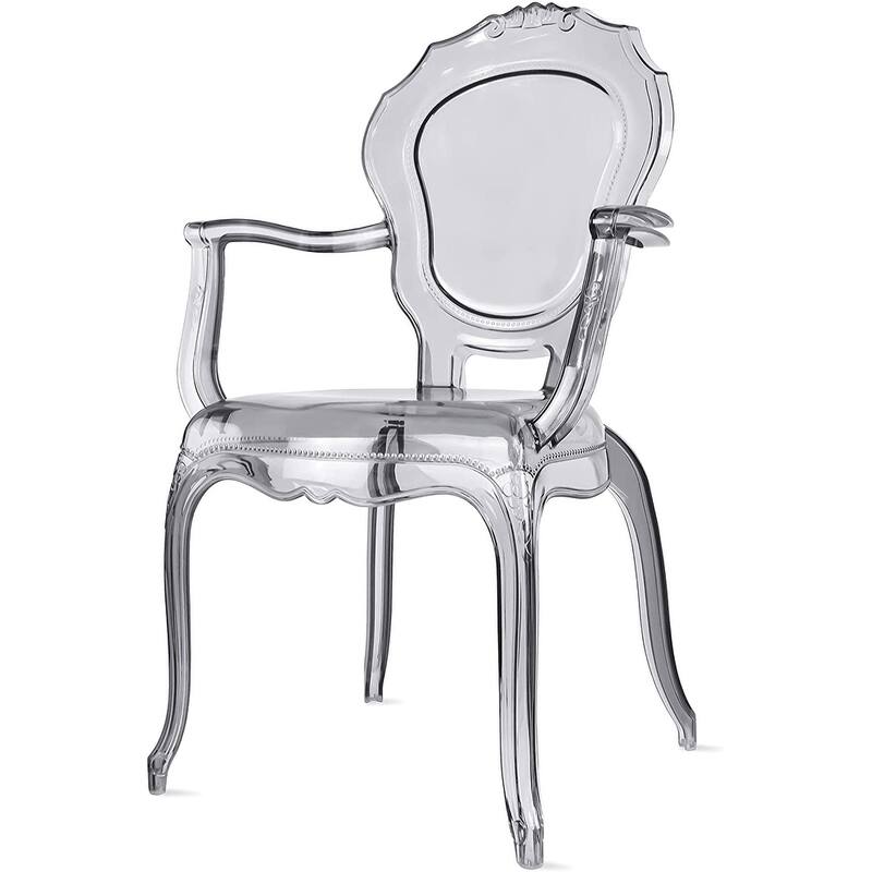 Designer Stacking Transparent Molded Plastic Dining Chairs With Arms Backs Crystal For Kitchen Desk Bedroom Outdoor Patio Indoor
