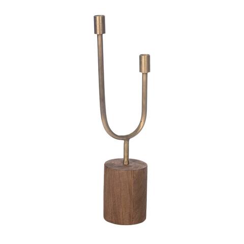 Libra Wooden Iron Candle Holder Weathered - N/A