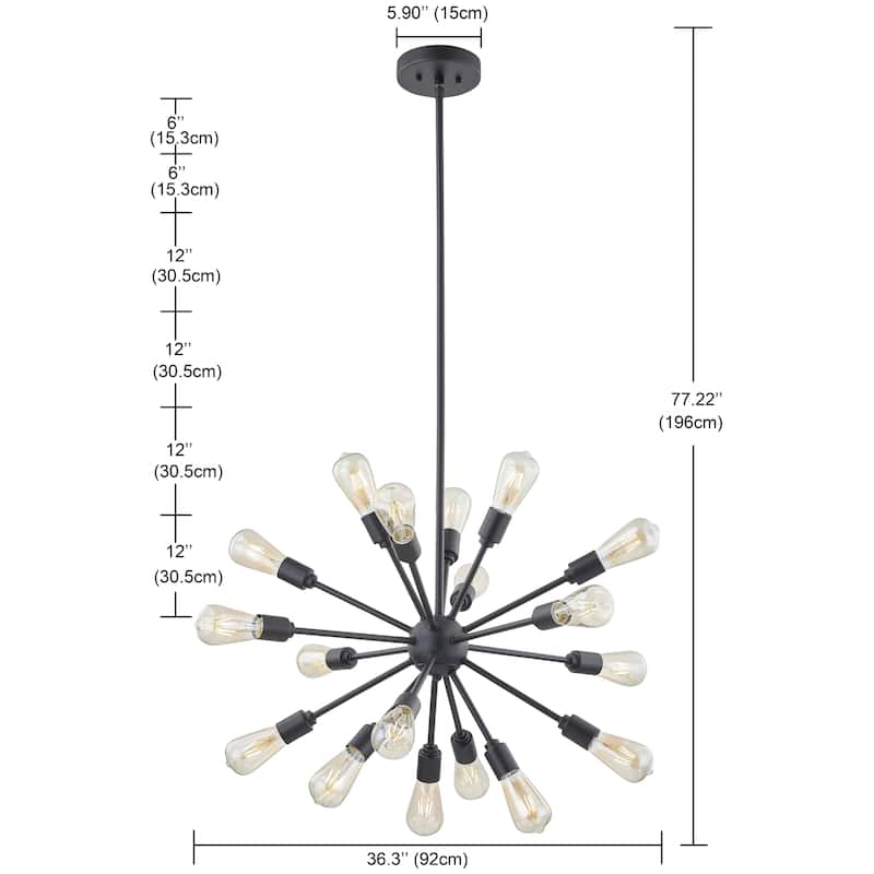 18-Light Chrome Metal Sputnik Chandelier