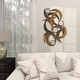 preview thumbnail 10 of 16, Beige Metal Abstract Home Wall Decor with Round Mirror Accents