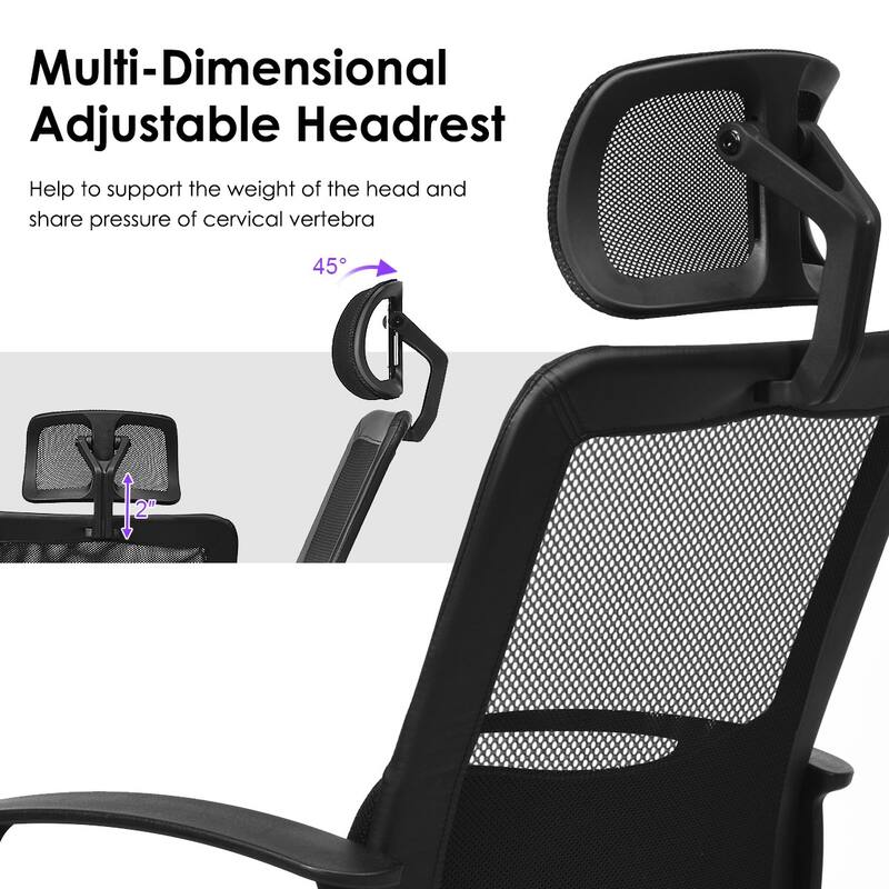 Costway Mesh Office Chair High Back Ergonomic Swivel Chair w/ Lumbar