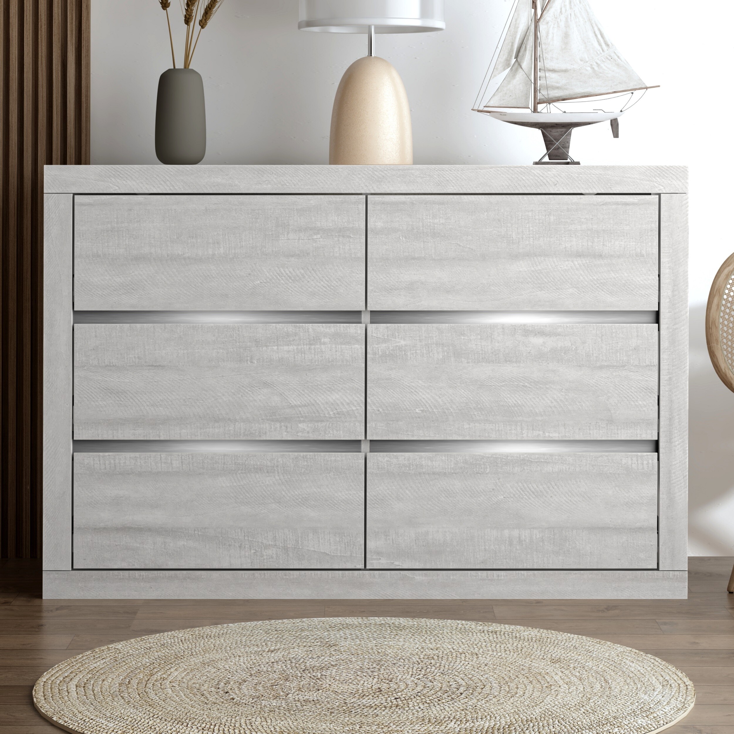 dusty grey oak dresser Homelegance Aspen Dusty Gray Oak Dresser