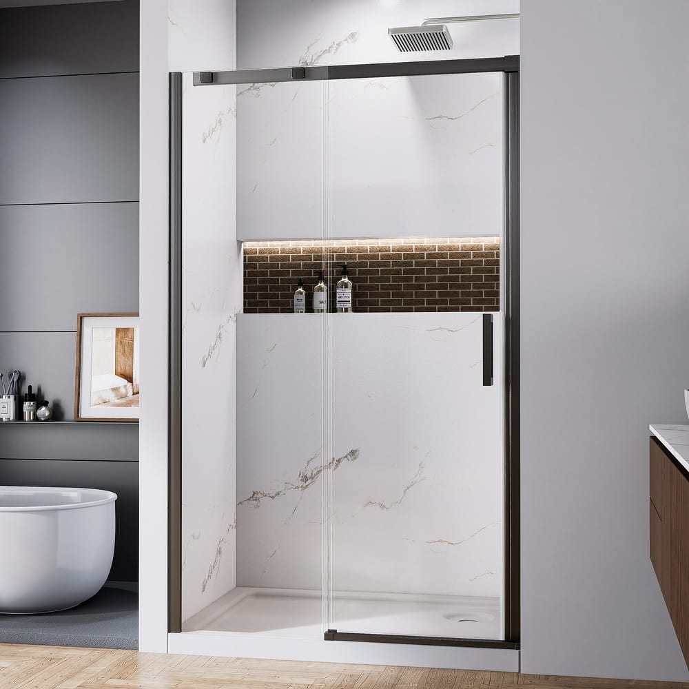 Modland 44-48" x 74'' Adjustable Sliding Shower Door, 5/16" SGCC Tempered Glass, Framed Enclosure with 304 Stainless Handle
