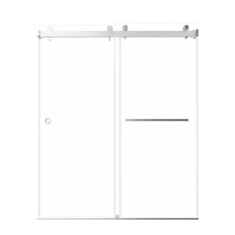 72" x 59" Frameless Double Sliding Shower Door, 8mm Easy-Clean Tempered Glass, 304 Stainless Hardware, Reversible - Brushed Nickel