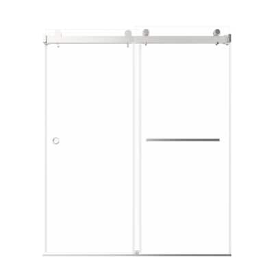 72" x 59" Frameless Double Sliding Shower Door, 8mm Easy-Clean Tempered Glass, 304 Stainless Hardware, Reversible
