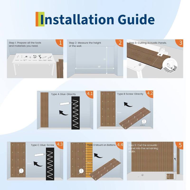 47.2" x 23.6" 3D Fluted Wood Slat Acoustic Soundproof Wall Panels for Noise Reduction