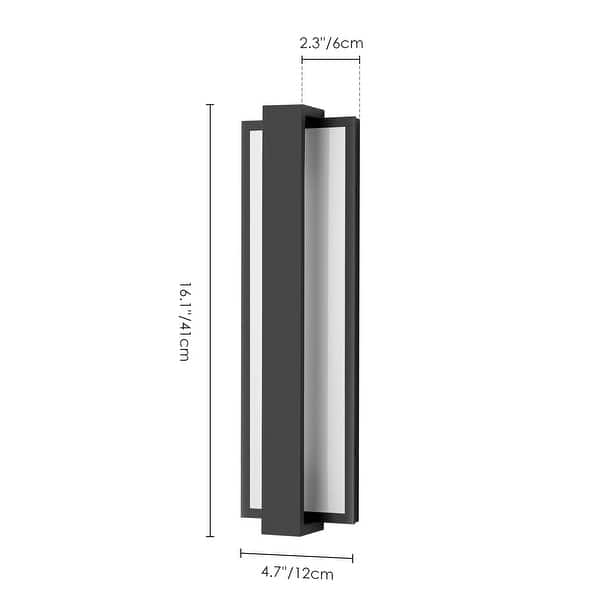 dimension image slide 0 of 2, Rennnsan Modern Black Rectangular Linear LED Outdoor Wall Lights/Sconce Lighting