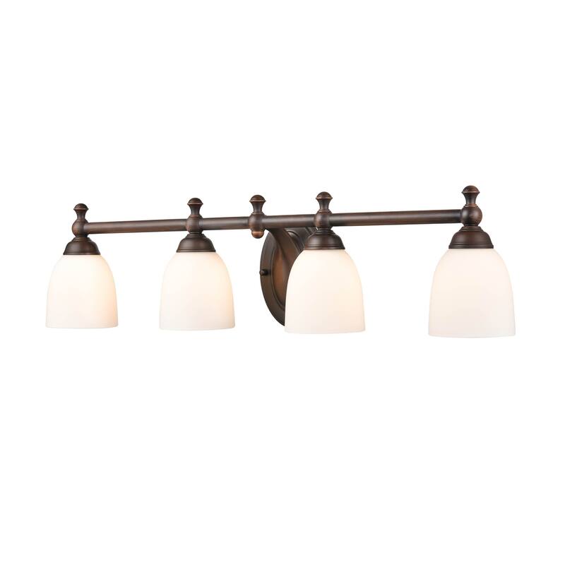 Millennium Light 4 Light Vanity Fixture in Multiple Finishes with Frosted Glass Shades