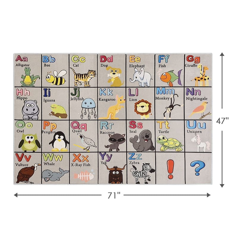 Sussexhome Low Pile Non-Slip Washable Educational Rug