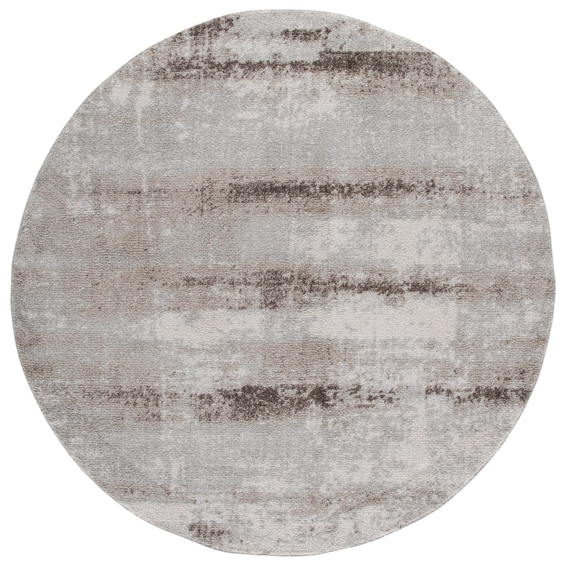 SAFAVIEH Wave Reyes Modern Rug - 6'7" Round - Ivory/Grey