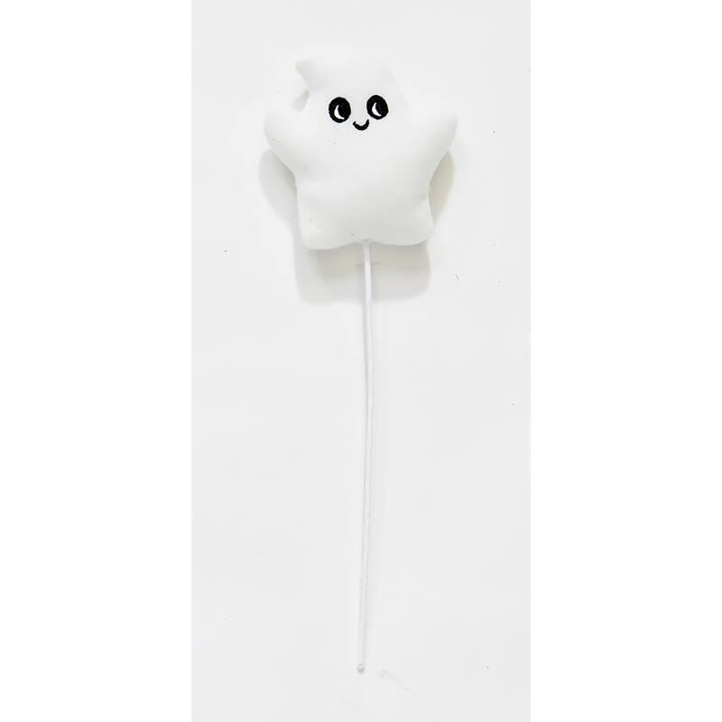 4" Halloween Ghost on a 8" Floral Pick, Set of 6