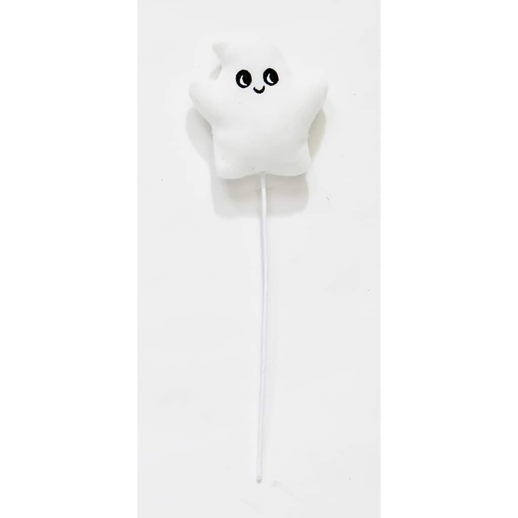 4" Halloween Ghost on a 8" Floral Pick, Set of 6
