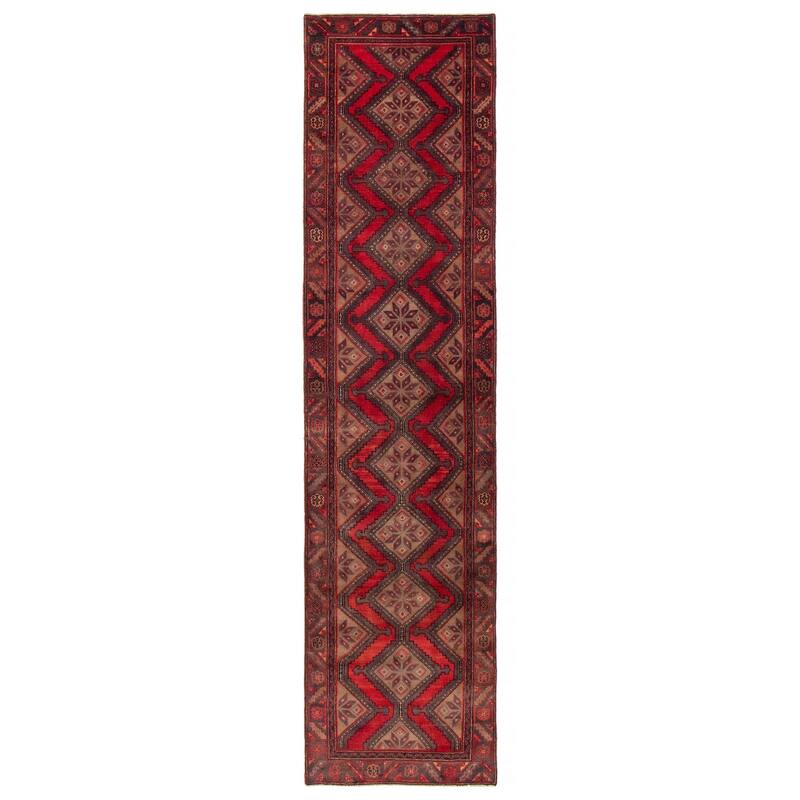 ECARPETGALLERY Hand-knotted Andelz Red Wool Rug - 3'4 x 13'6 - Red - 3'4 x 13'6