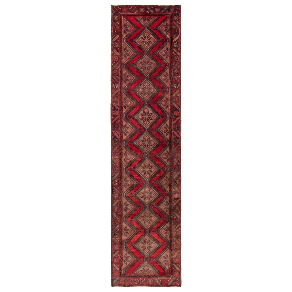 ECARPETGALLERY Hand-knotted Andelz Red Wool Rug - 3'4 x 13'6