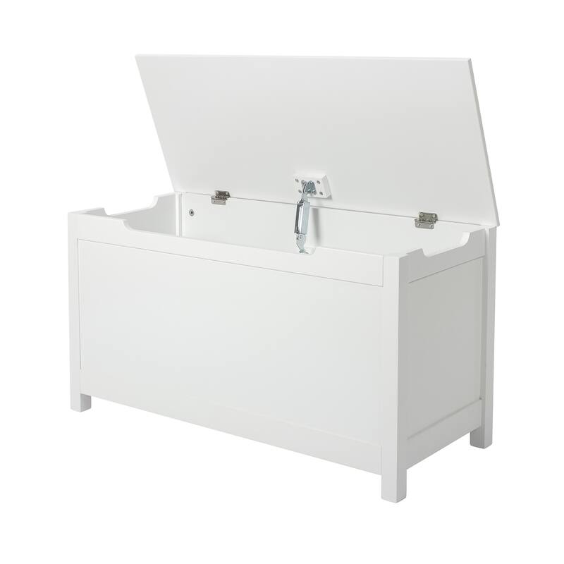 Solid Wood Kids Toy Box with Safety Hinged Lid for Ages 3