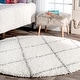 preview thumbnail 23 of 48, Nuloom Kesha Contemporary Trellis Shag Area Rug 5'3" Round - White