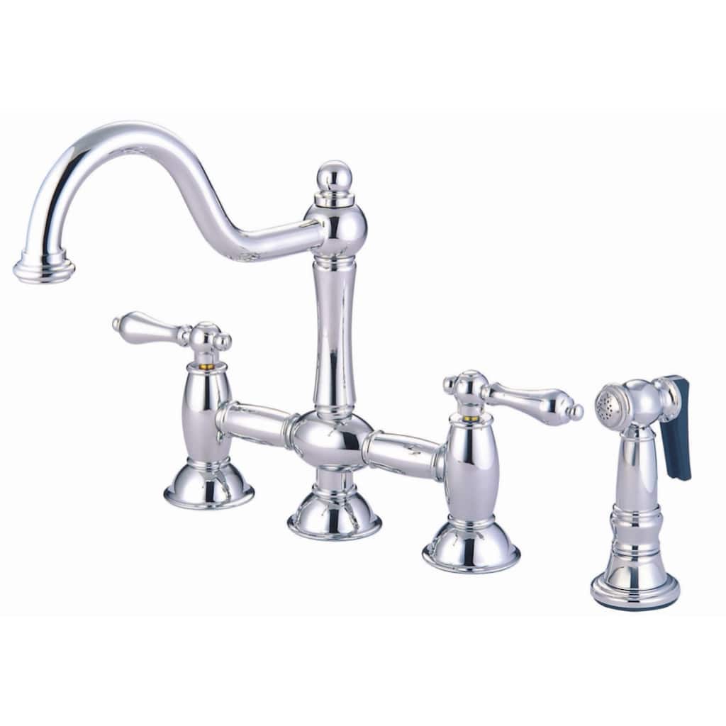 Restoration Bridge Kitchen Faucet with Brass Sprayer