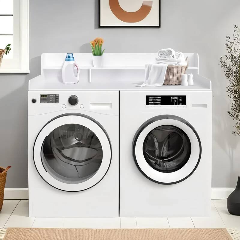 Double Layer Laundry Wood Shelf Topper for Washer and Dryer