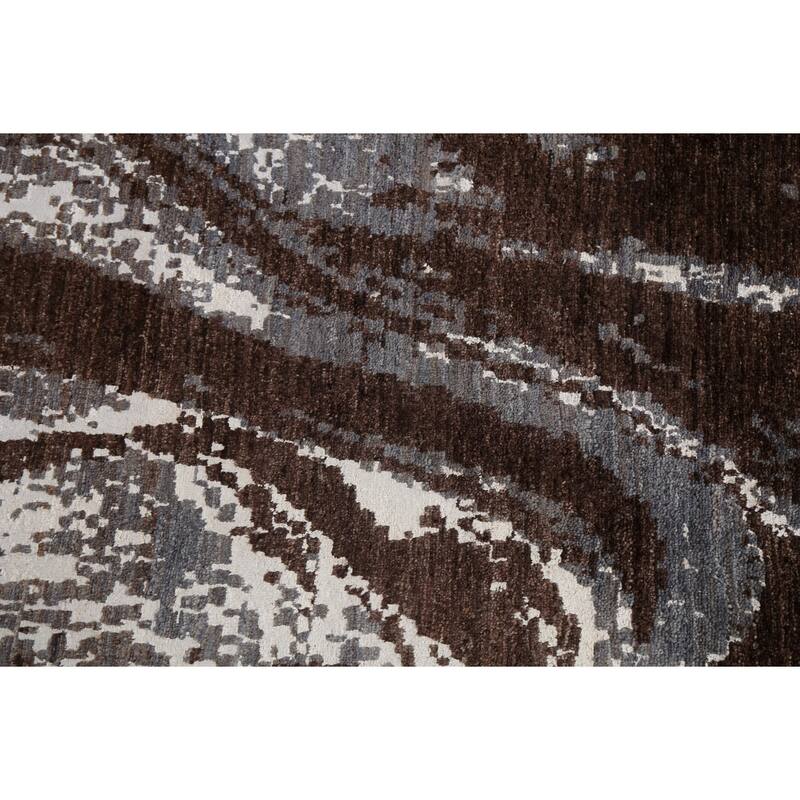 Wool/ Silk Modern Vegetable Dye Abstract Oriental Runner Rug Handmade - 3'0" x 12'3"
