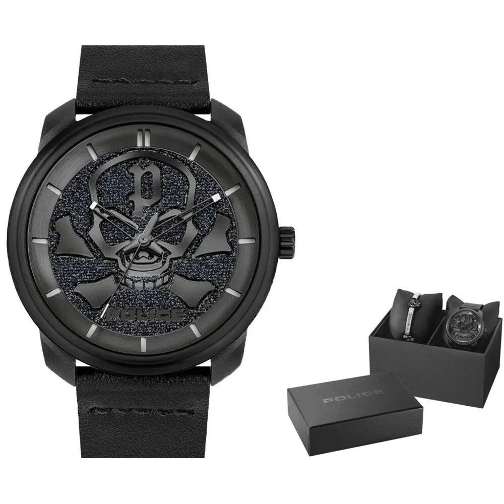 Police Black Leather Men's Watch - One Size