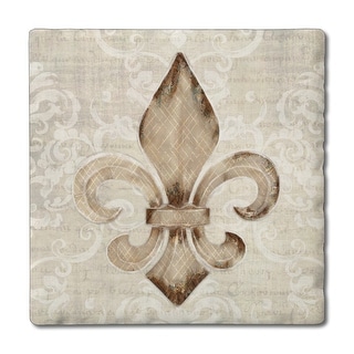Deco Fleur 4-Pack Absorbent Stone Coasters with Protective Cork Backing 4" Square Made in The USA Easily Wipes Clean