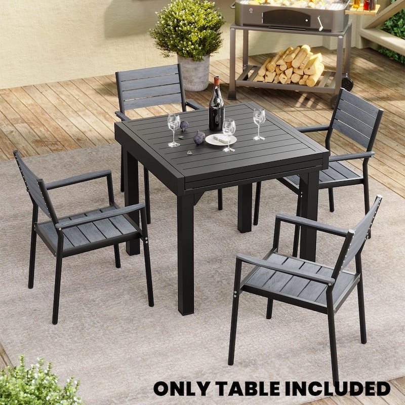 Outdoor Expandable Aluminum Dining Table with Leaf Extension - See Picture