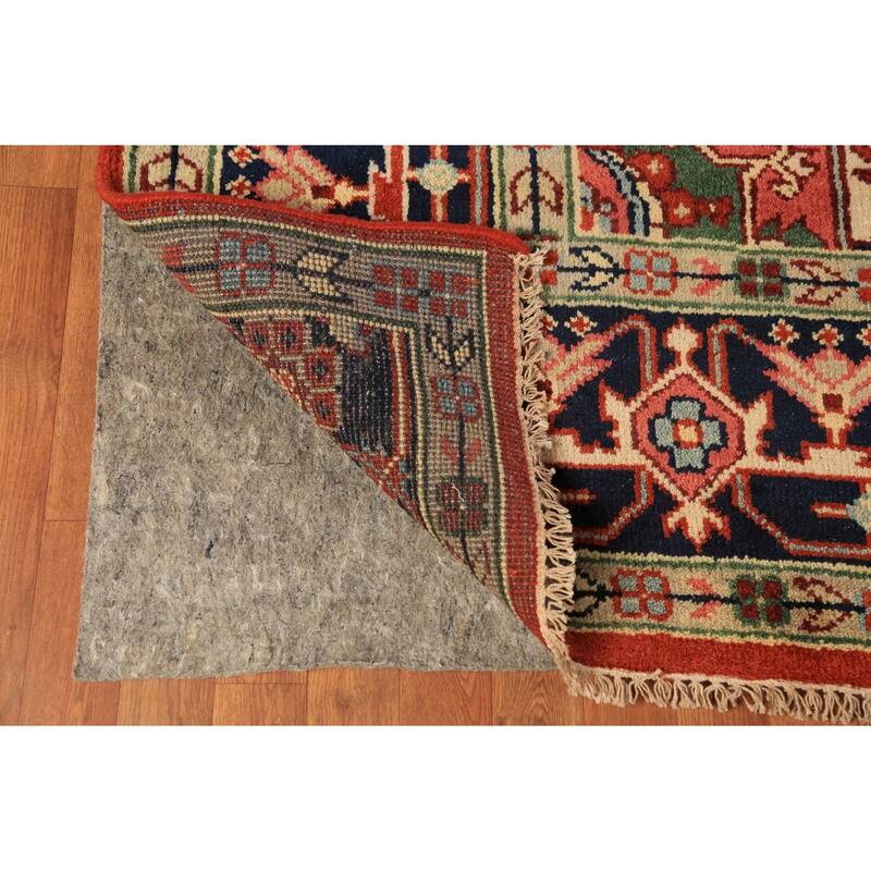 Geometric Heriz Serapi Indian Area Rug Hand-Knotted Wool Carpet - 8'11"x 11'7"