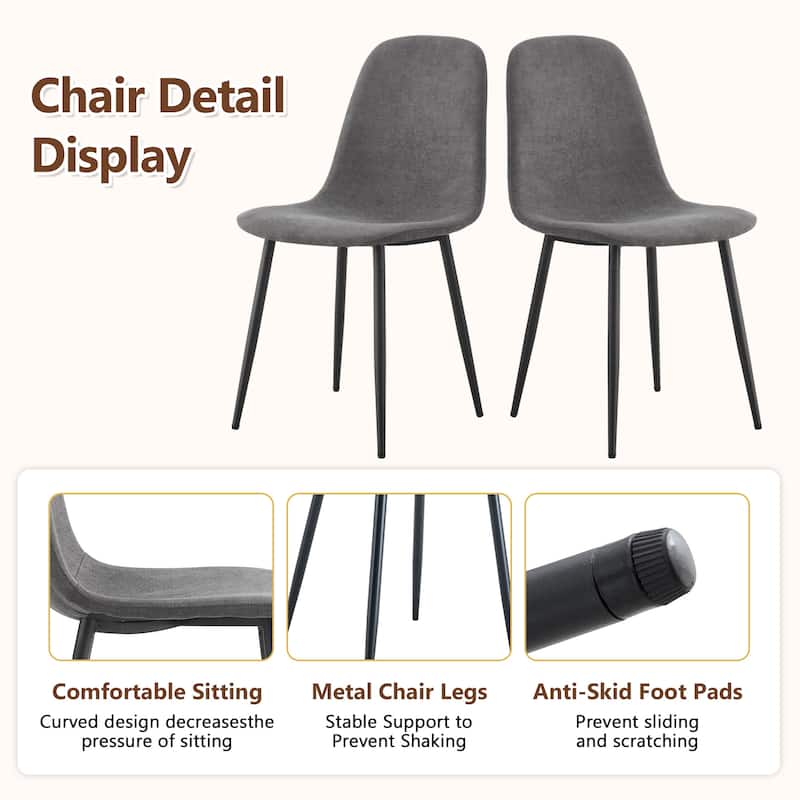 7-Piece Modern Dining Table Set, 71x35.4 Inch Wood Grain Table with 6 Linen-Cotton High