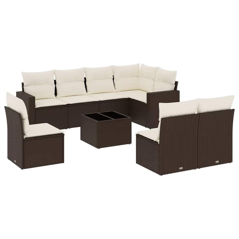 vidaXL Garden Sofa Set Brown PE Rattan Large Modular Garden Sofa Set - 21.7 x 21.7 x 14.6